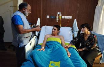 Shri K.J. Apphons Visits Injured Swiss Tourist Couple Quentin Jeremy Clerc and Marie Droz at Apollo Hospital, New Delhi