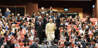 The Prime Minister, Shri Narendra Modi during his visit to Nanyang Technological University, in Singapore on June 01, 2018.