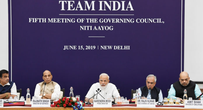 The Prime Minister, Shri Narendra Modi chairing the fifth meeting of the Governing Council of NITI Aayog, in New Delhi on June 15, 2019.