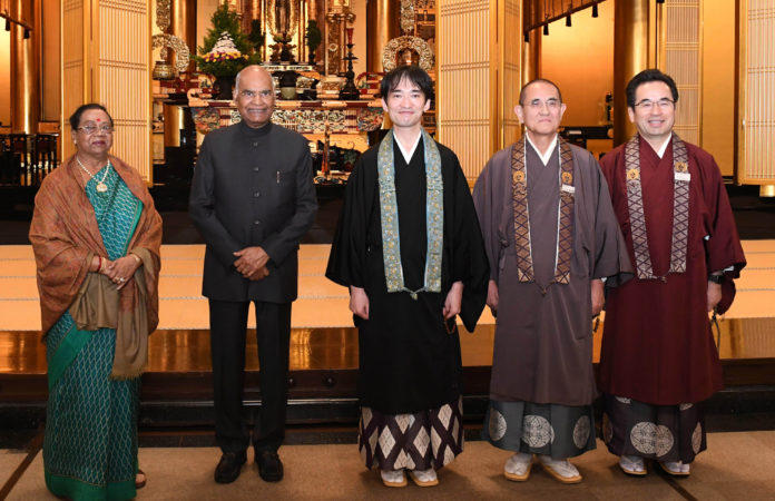 The President, Shri Ram Nath Kovind visiting the Tsukiji Hongwanji Buddhist Temple, at Tokyo, in Japan on October 21, 2019.