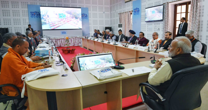 The Prime Minister, Shri Narendra Modi attends the Ganga Council Meeting, in Kanpur on December 14, 2019.