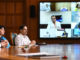 The Prime Minister, Shri Narendra Modi interacting with the key stakeholders from Electronic Media Channels through video conference to discuss the emerging challenges in light of the spread of COVID-19, in New Delhi on March 23, 2020.