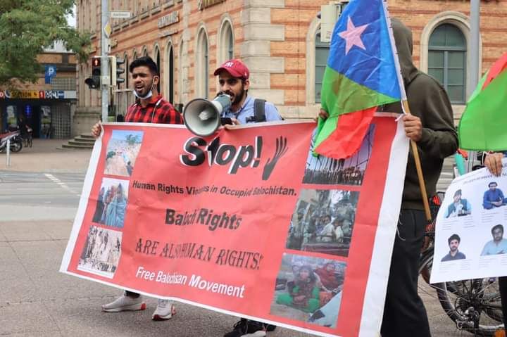 The Free Balochistan Movement, (FBM) Germany Branch, staged a protest rally on Saturday against the murder of previously disappeared Baloch in fake encounters at the hands of the so call "Counter-Terrorism Department" (CTD) of Pakistani forces in Balochistan