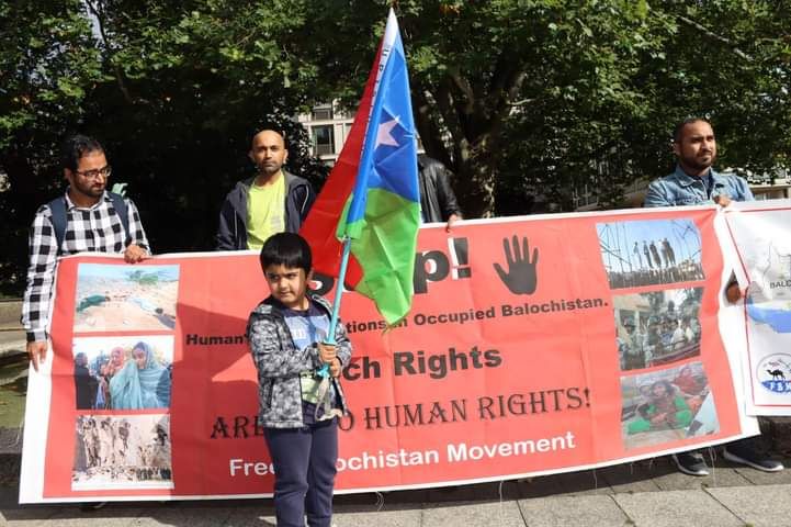 The Free Balochistan Movement, (FBM) Germany Branch, staged a protest rally on Saturday against the murder of previously disappeared Baloch in fake encounters at the hands of the so call "Counter-Terrorism Department" (CTD) of Pakistani forces in Balochistan