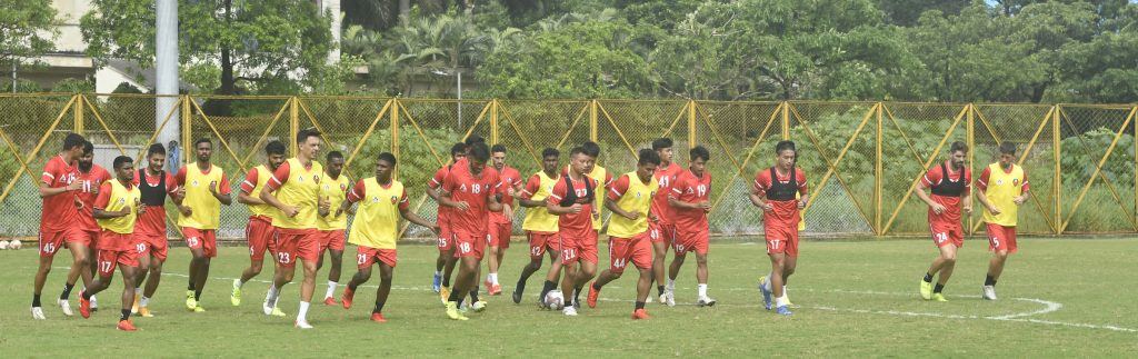 Kolkata,11.09.21: Hyderabad FC  Practicing at Saltlake2 on Saturday.. Cherry Tree Photo by  Sayantan Ghosh/ Image Solution R.