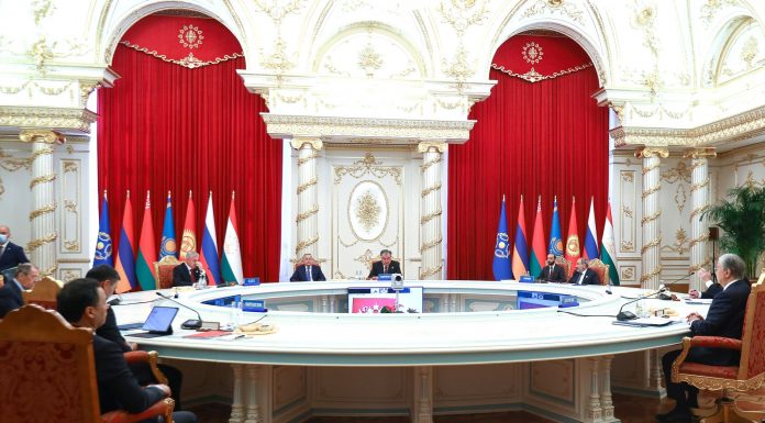 The Russian leader took part, via videoconference, in a session of the Collective Security Council of the Collective Security Treaty Organisation