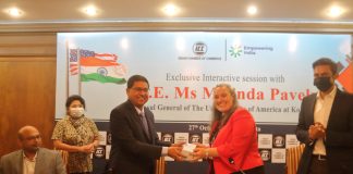 Ms Melinda Pavek, Consul General of The USA & Sanjay Budhia at ICC Kolkata Photo By Sutithi Munshi