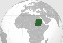 Sudan on World Map by Wikipedia