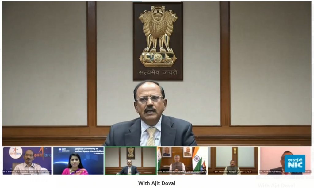 Shri Ajit Davol at The Prime Minister, Shri Narendra Modi addressing at the launch of the Indian Space Association (ISpA), through video conferencing, in New Delhi on October 11, 2021