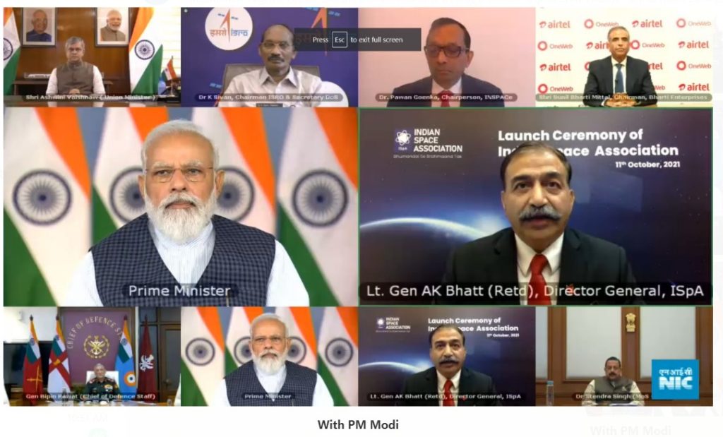 The Prime Minister, Shri Narendra Modi addressing at the launch of the Indian Space Association (ISpA), through video conferencing, in New Delhi on October 11, 2021