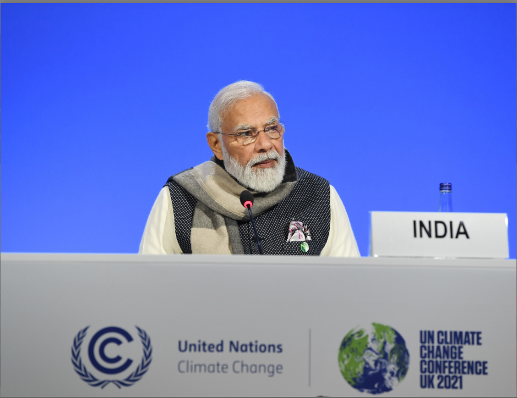 The Prime Minister, Shri Narendra Modi addressing at the launch of the Infrastructure for Resilient Island States, in Glasgow, Scotland on November 02, 2021.