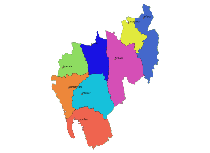 Tripura Districts not to scale
