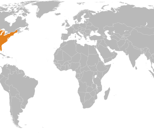 USA And Japan on World Map by Wikipedia