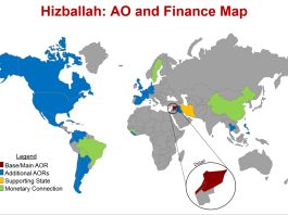 Countries where Hezbollah operates or has financing connections