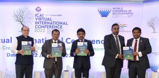 CA. Nihar N Jambusaria, President,ICAI,  CA. (Dr.) Debashis Mitra, Vice-President, ICAI, CA. Atul Kumar Gupta, Past President, ICAI and CA. Prafulla P Chhajed, Past President and CA. Manish Gadia, Chairman, Western India Regional Conference (WIRC) of ICAI during the Conference.